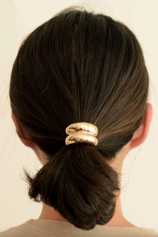 Mini Double Arch Gold Metal Ponytail Hair Tie