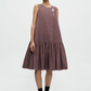 Checked Balloon Dress, Brown/Navy
