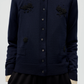 Merino Wool Embellished Cardigan, Navy