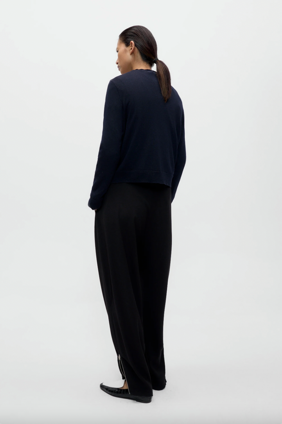 Merino Wool Embellished Cardigan, Navy