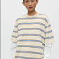 Organic Cotton Striped T-Shirt, Ecru/Baby Blue
