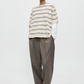 Organic Cotton Striped T-Shirt, Ecru/Baby Blue