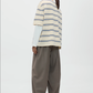 Organic Cotton Striped T-Shirt, Ecru/Baby Blue