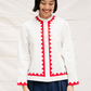 Nikki Chasin Alpha Buttondown Zig Zag Applique - Ivory/Poppy