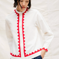 Nikki Chasin Alpha Buttondown Zig Zag Applique - Ivory/Poppy