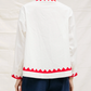 Nikki Chasin Alpha Buttondown Zig Zag Applique - Ivory/Poppy