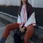 Nikki Chasin Alpha Buttondown Zig Zag Applique - Ivory/Poppy