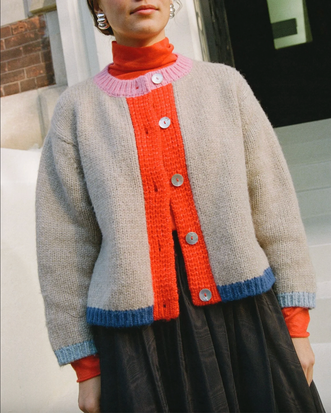 Nikki Chasin Sheba Cardigan Sweater - Oatmeal Colorblock