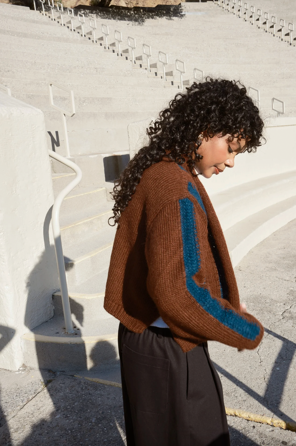 Nikki Chasin Sheba Striped Cardigan - Hickory/Ocean