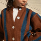 Nikki Chasin Sheba Striped Cardigan - Hickory/Ocean