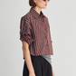 Cropped Isolde Button Down, Spice Stripe