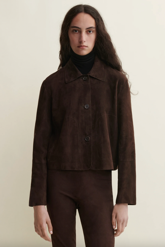 Emy Suede Jacket, Mud Brown
