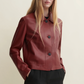 Emy Leather Classic Jacket, Saffran Red