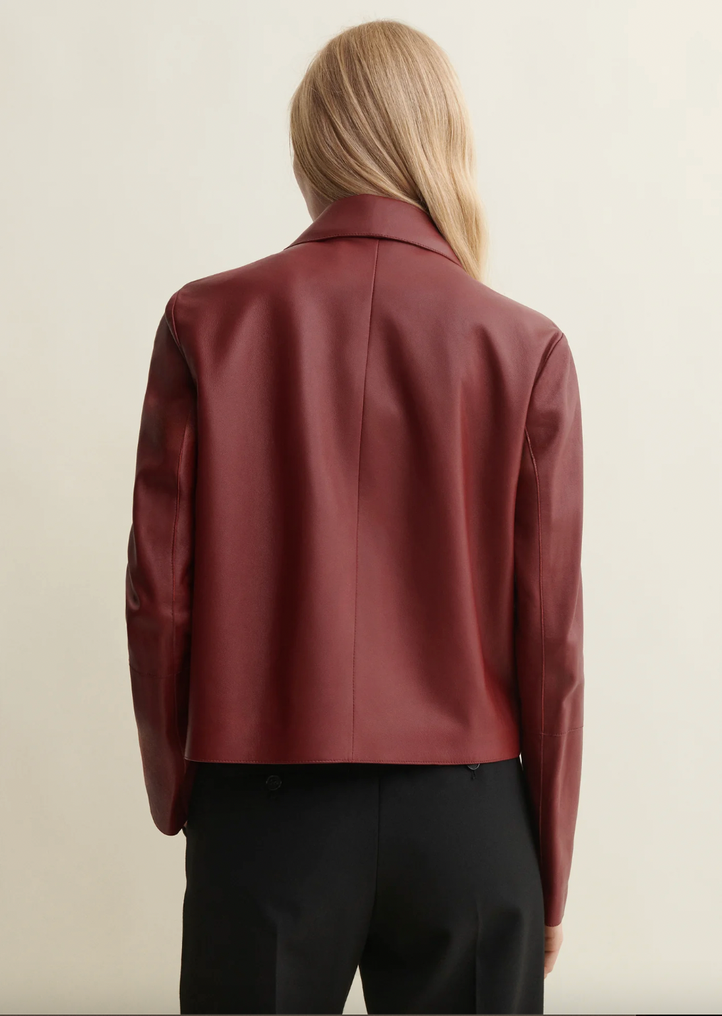 Emy Leather Classic Jacket, Saffran Red