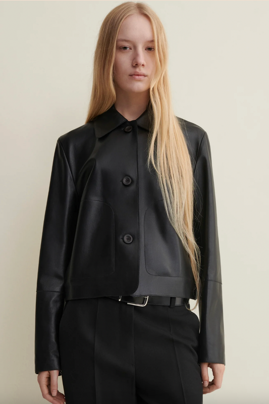Emy Leather Classic Jacket, Black