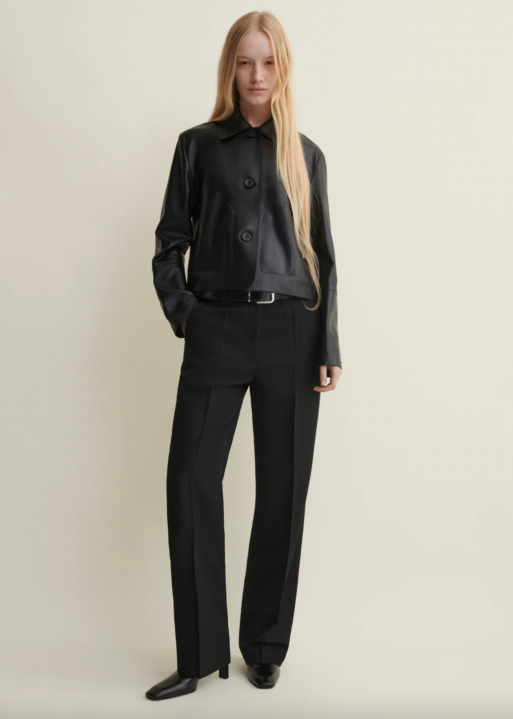 Emy Leather Classic Jacket, Black