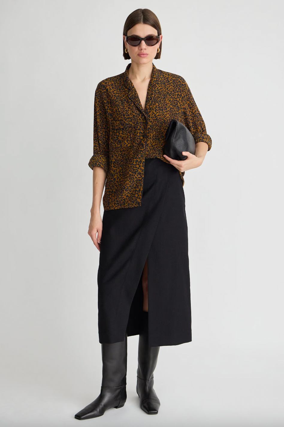 Ila Silk Pocket Button-Up, Leo Floral Midnight