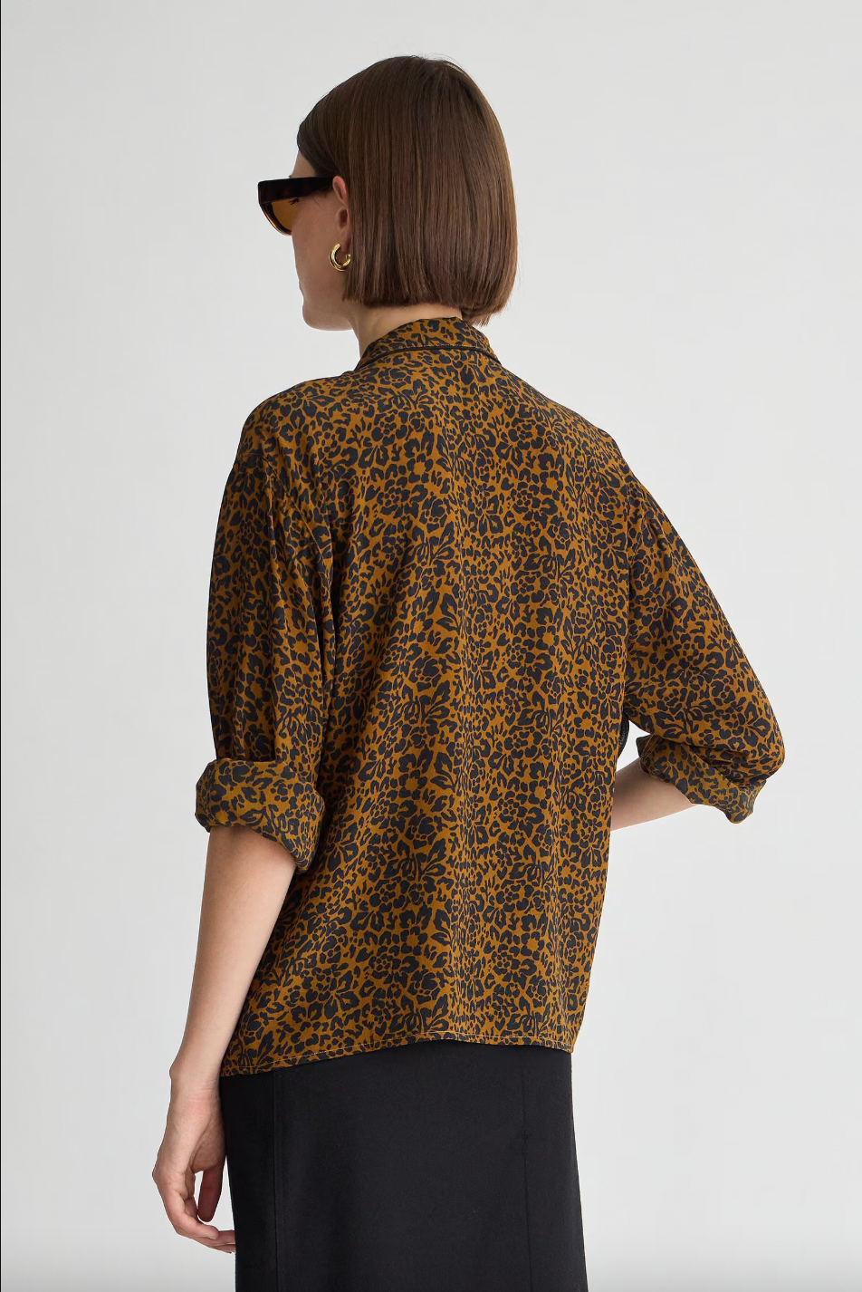 Ila Silk Pocket Button-Up, Leo Floral Midnight