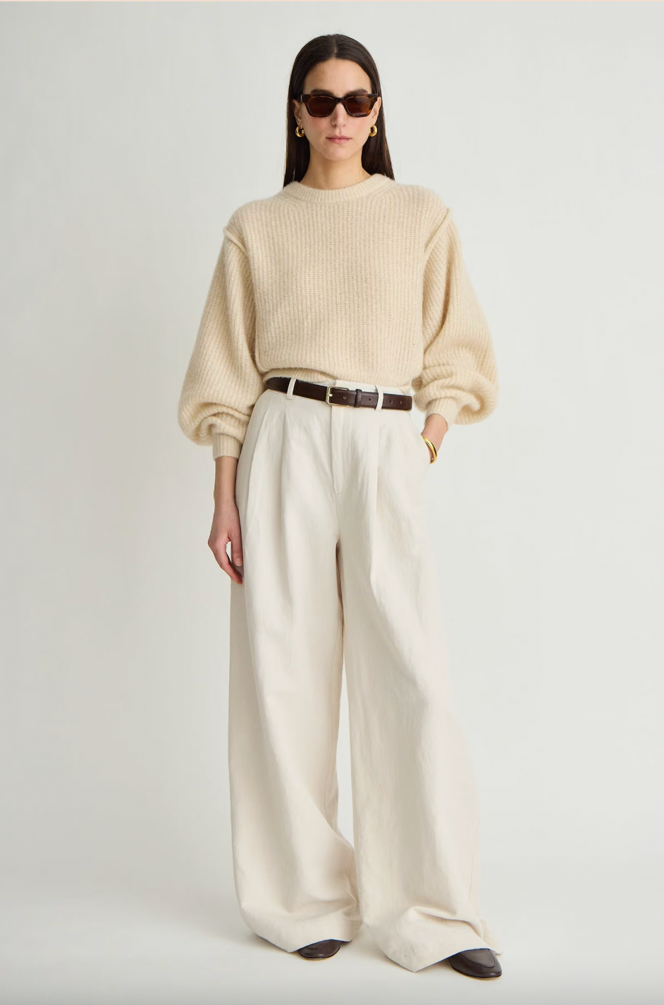 Softest Silk Cashmere Batwing Crew, Ivory