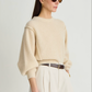 Softest Silk Cashmere Batwing Crew, Ivory