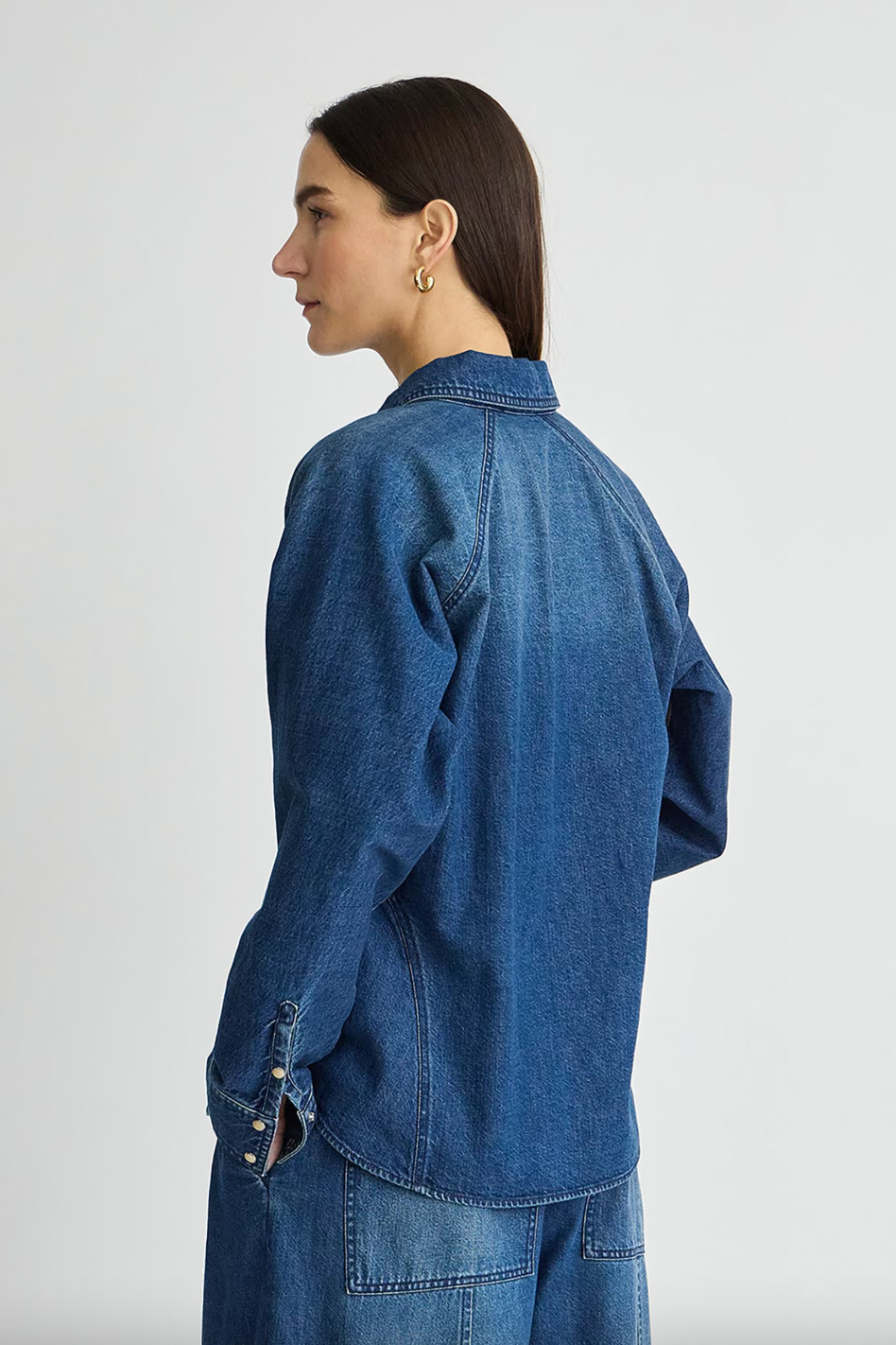 Anni Denim Button-Up, Bluey