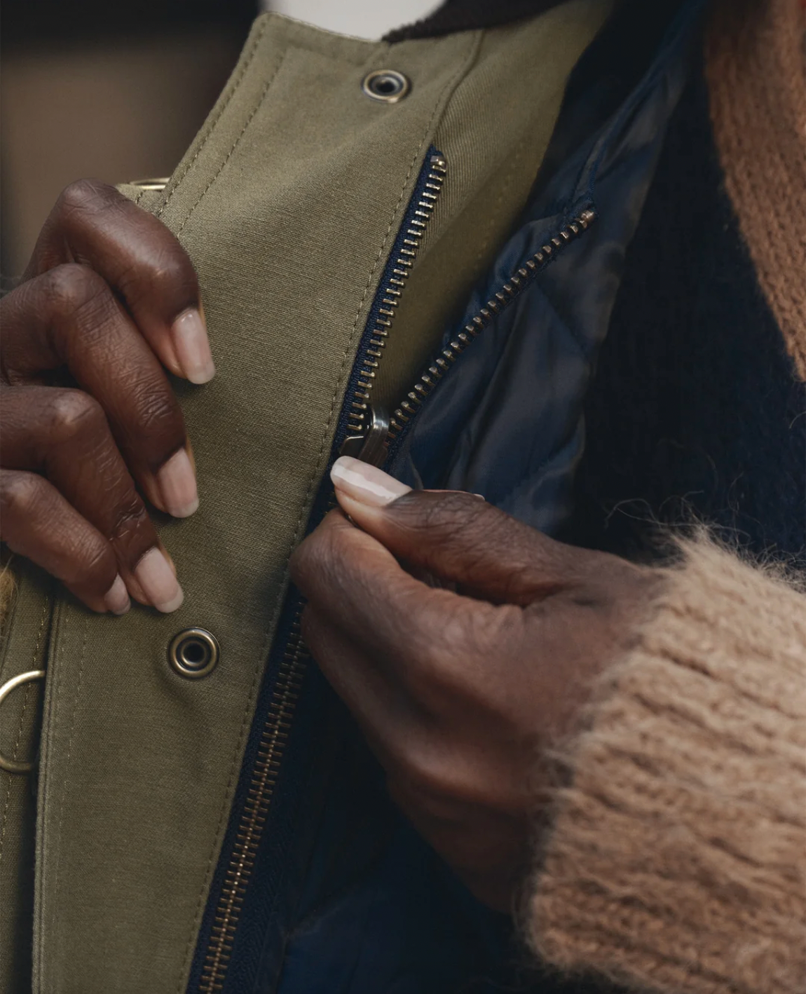 Firefighter Jacket, Olive With Chocolate