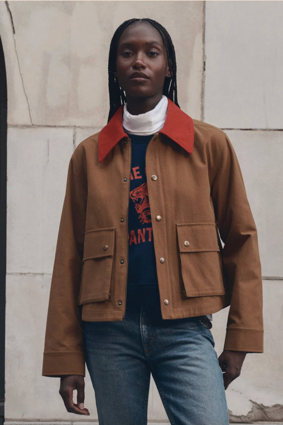 Swingy Jacket, Rust With Bright Red