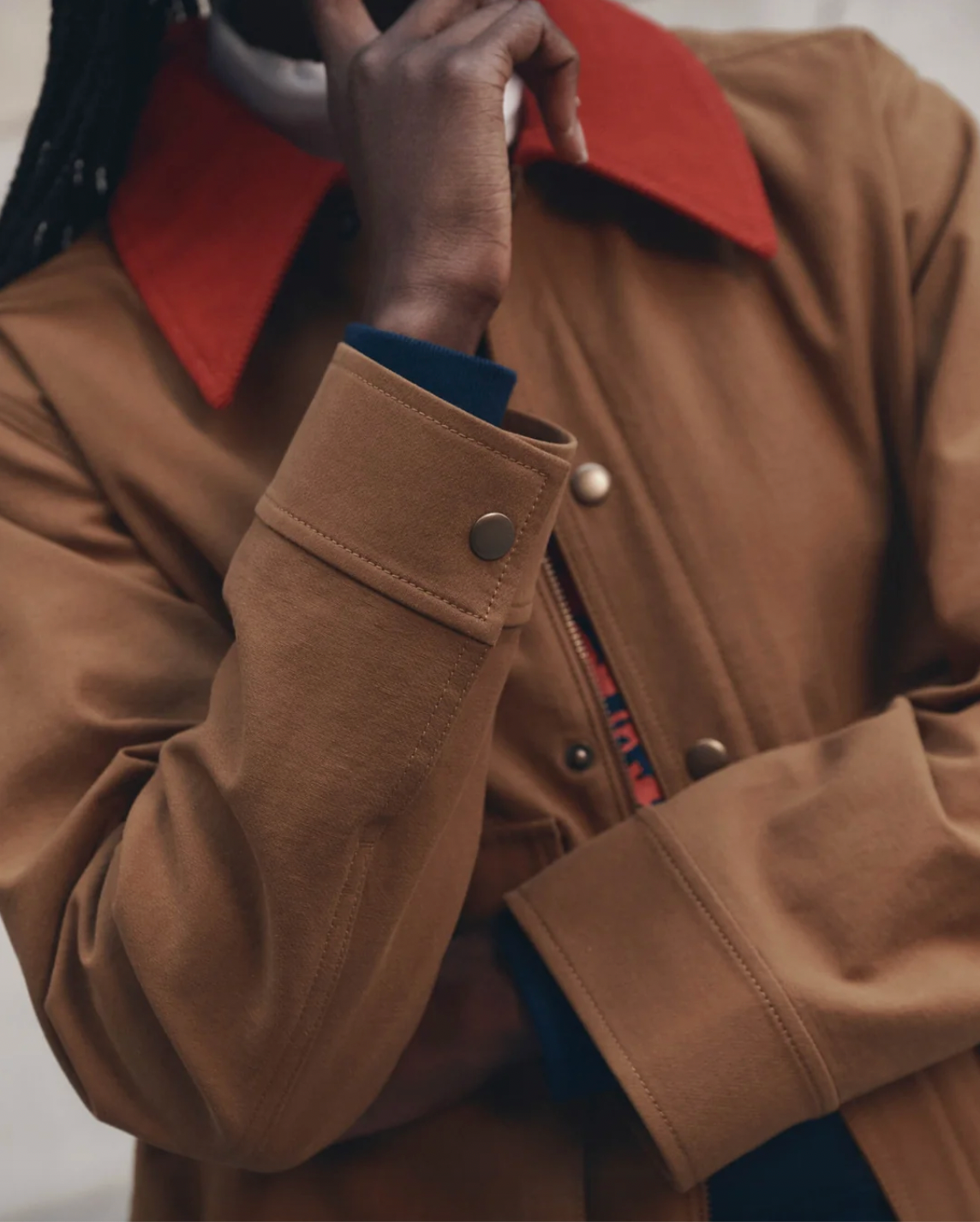 Swingy Jacket, Rust With Bright Red