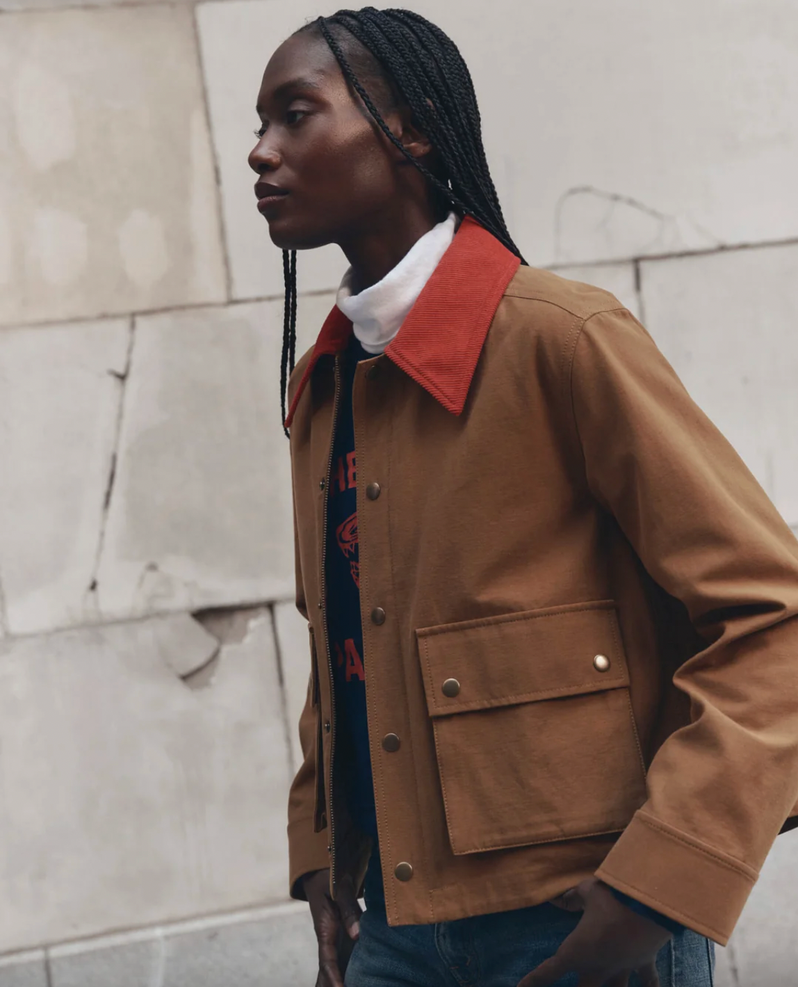 Swingy Jacket, Rust With Bright Red