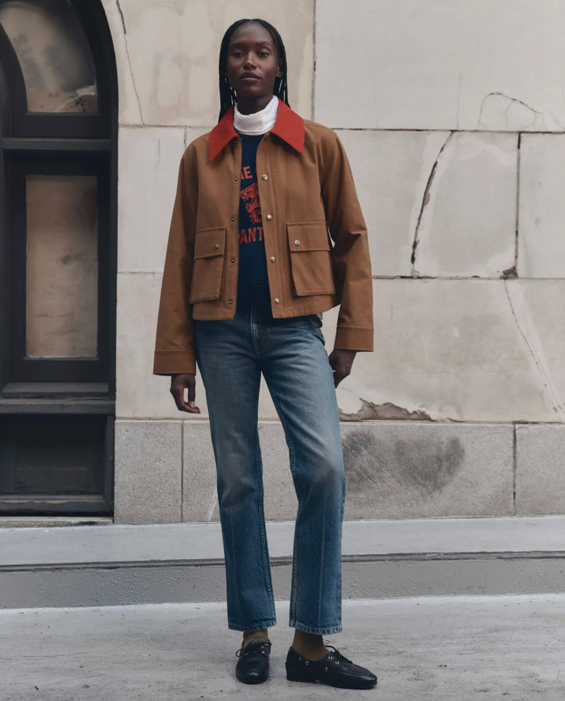 Swingy Jacket, Rust With Bright Red