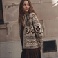 Nordic Flower Lodge Cardigan, Marled Chestnut