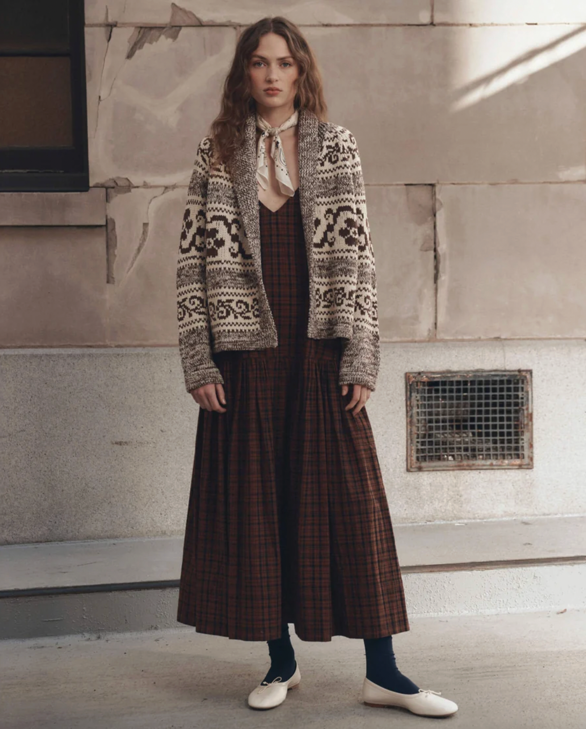 Nordic Flower Lodge Cardigan, Marled Chestnut
