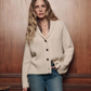 Cashmere Cable Lodge Cardigan, Cream