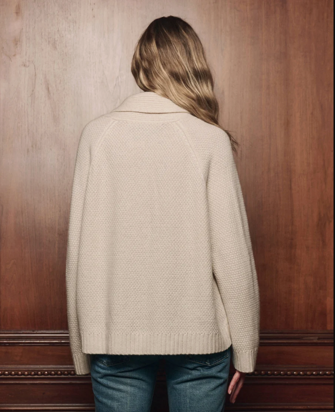 Cashmere Cable Lodge Cardigan, Cream