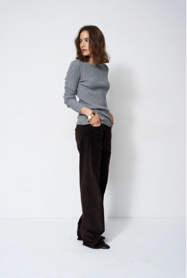 Rib Slim Sweater, Graphite