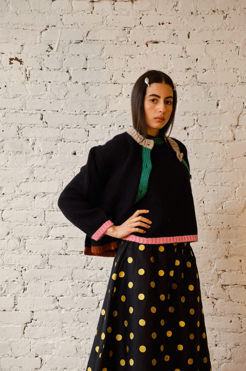 Sheba Cardigan, Black Colorblock