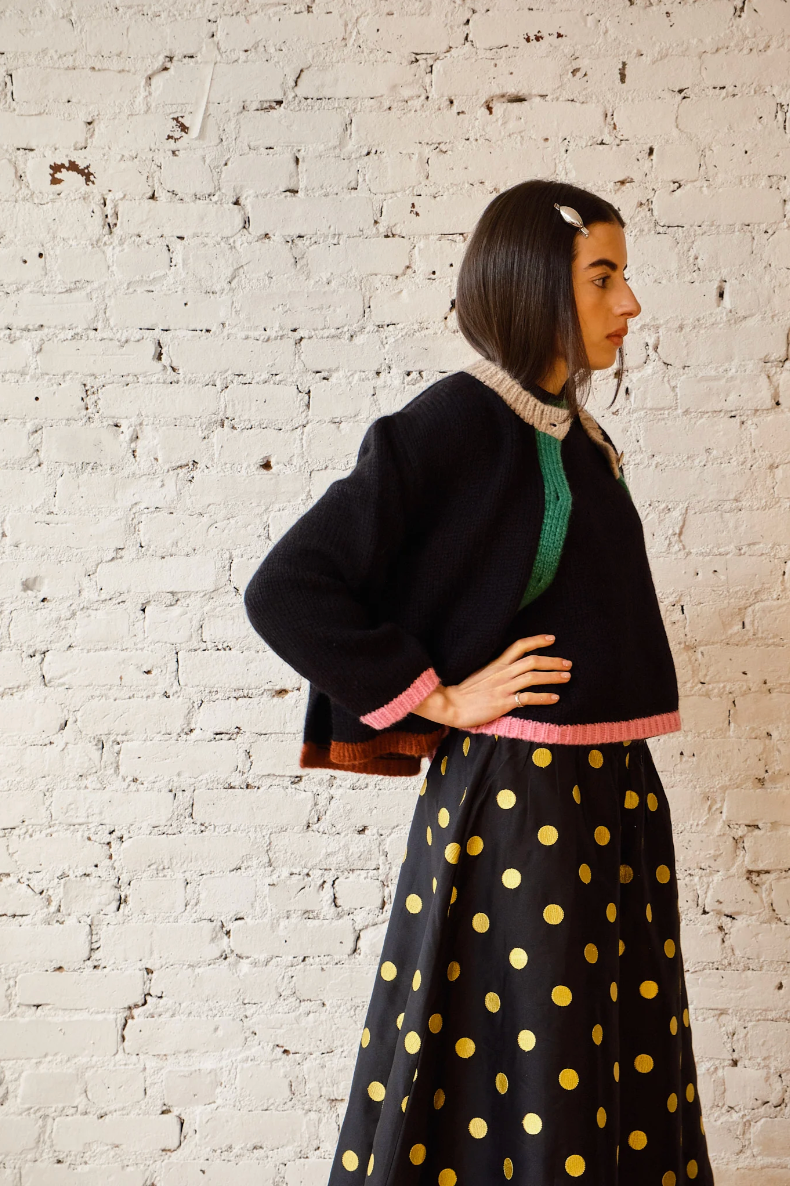Sheba Cardigan, Black Colorblock