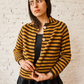 Sutton Striped Cardigan, Mustard/Choc