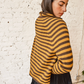 Sutton Striped Cardigan, Mustard/Choc
