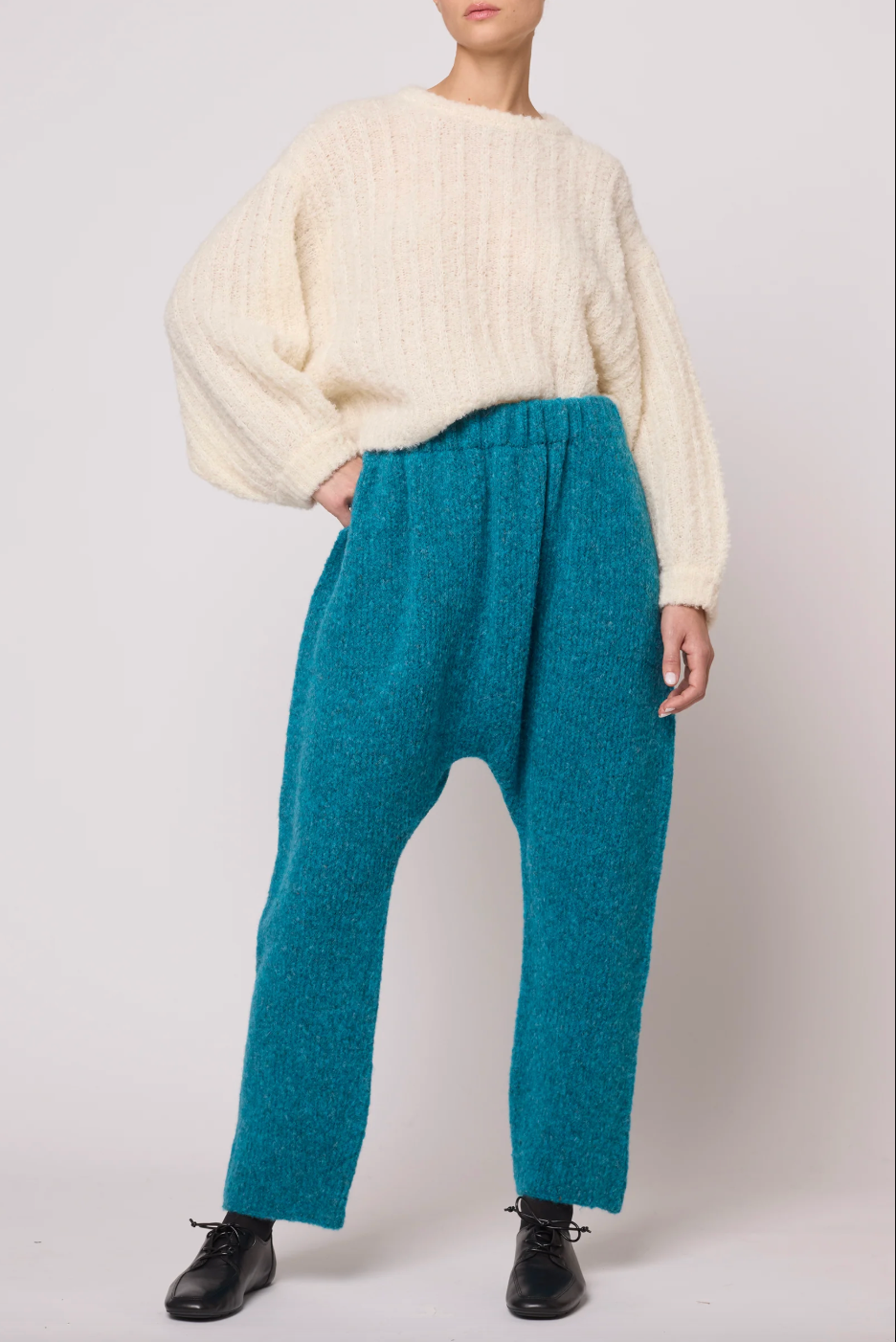 Plush Airy Balloon Sleeve Sweater, Cream