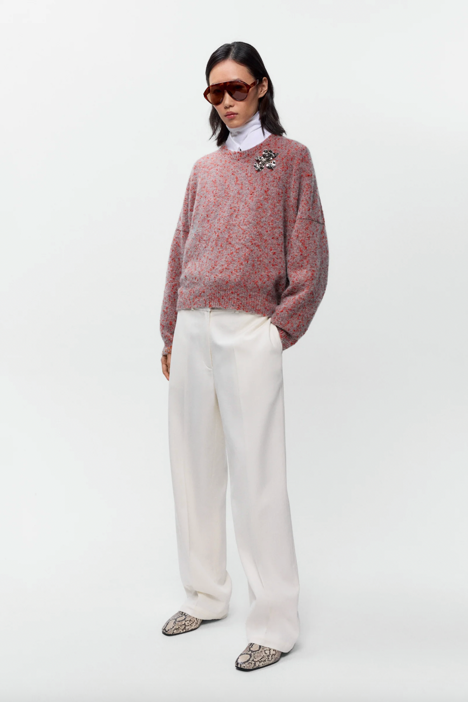 Speckled Crewneck Sweater, Malva