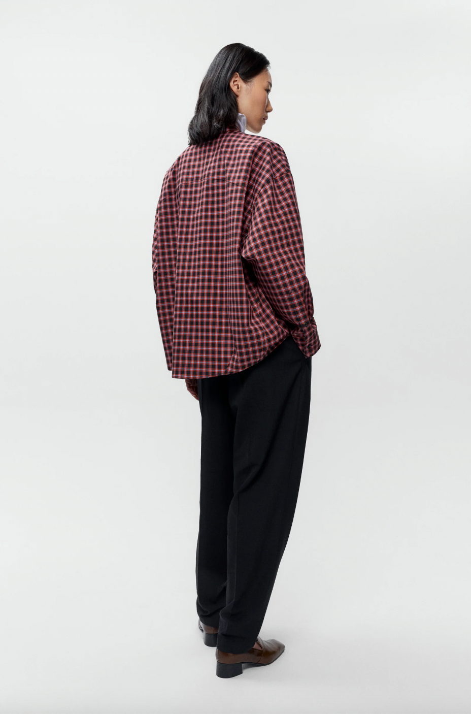 Checked Oversized Shirt, Orange/Black