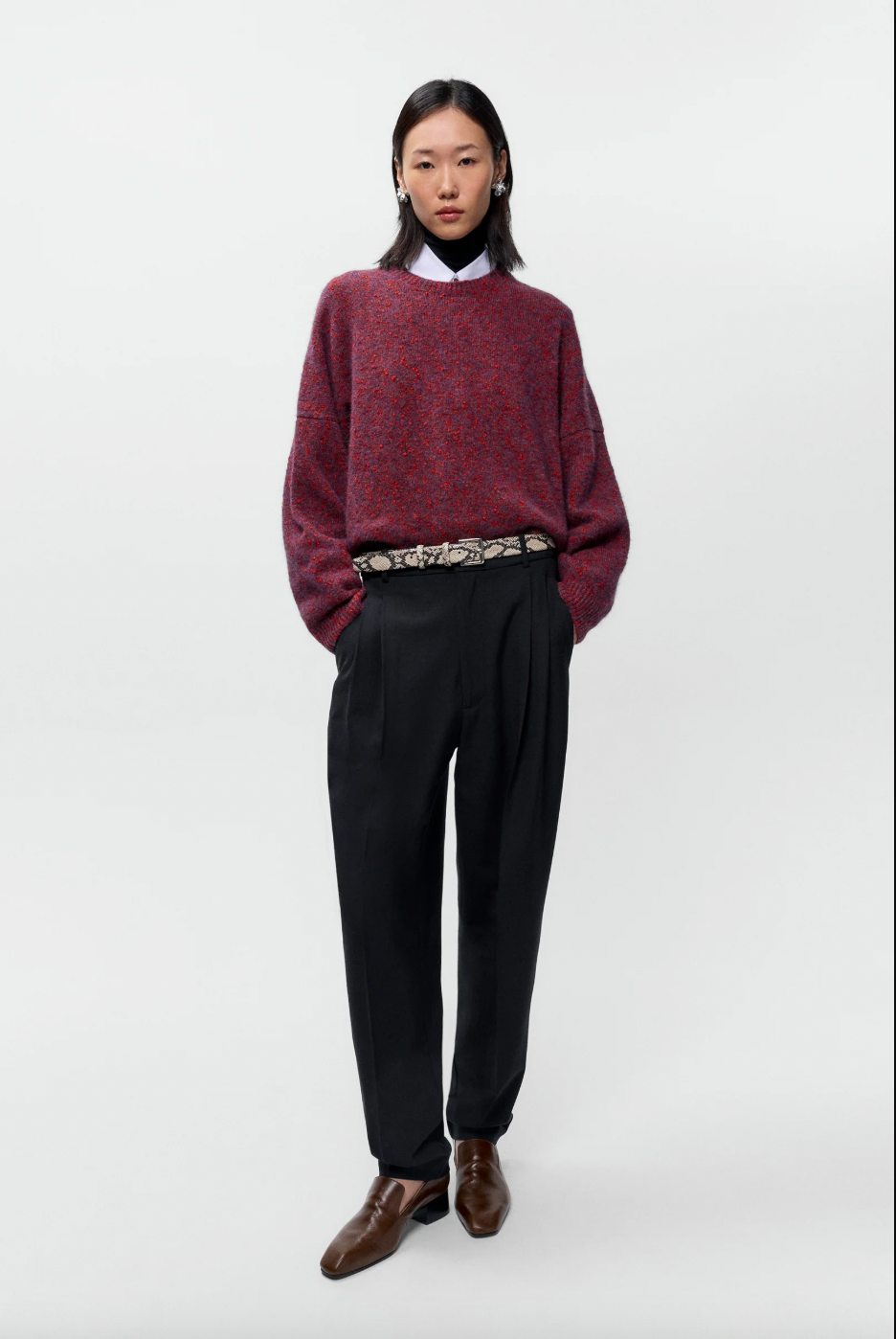 Speckled Crewneck Sweater, Beaujolais