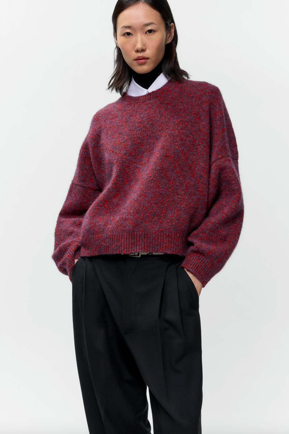 Speckled Crewneck Sweater, Beaujolais