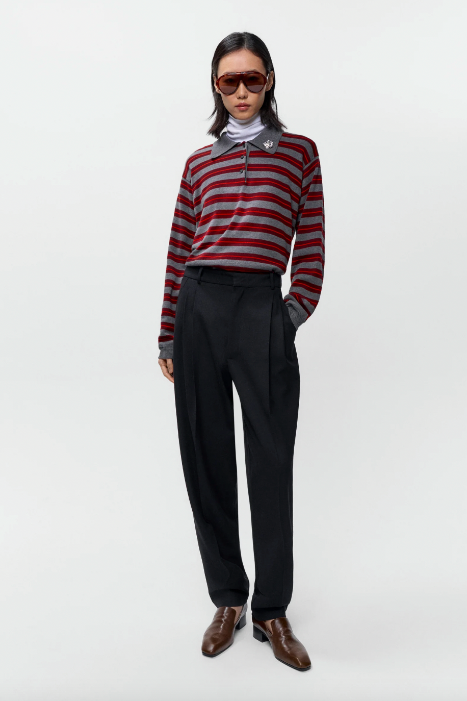Organic Cotton Striped Polo, Burgandy
