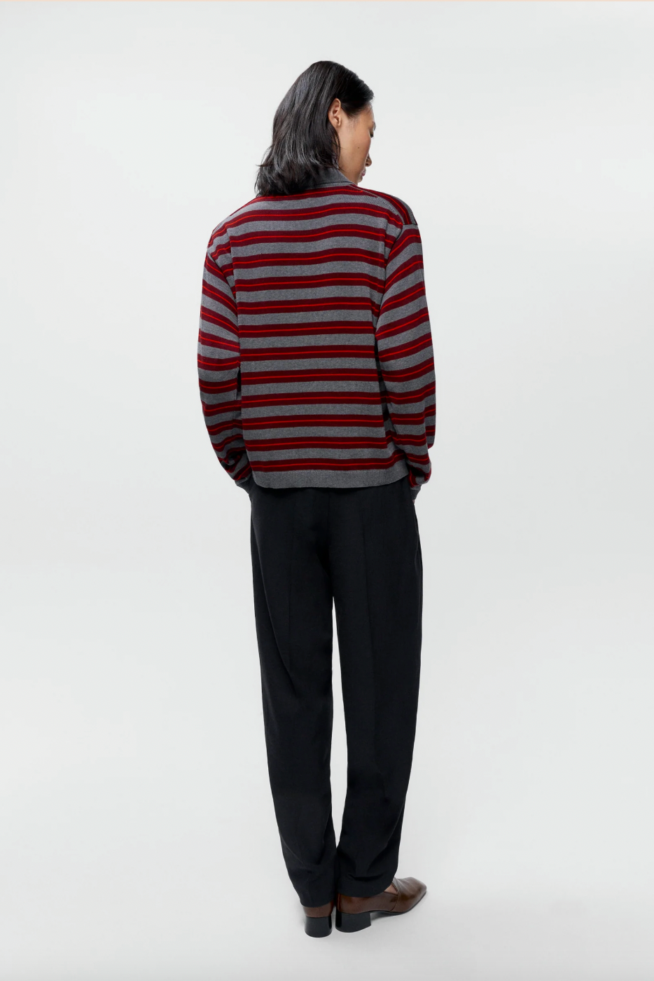 Organic Cotton Striped Polo, Burgandy