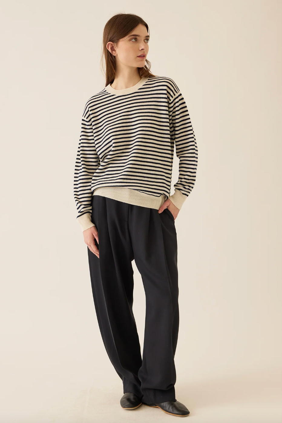 Neve Sweater, Non-Dye Beige/Navy