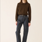 Nadia Stripe Polo Sweater, Navy / Caramel