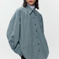 Checked Oversized Shirt, Turquoise/Orange