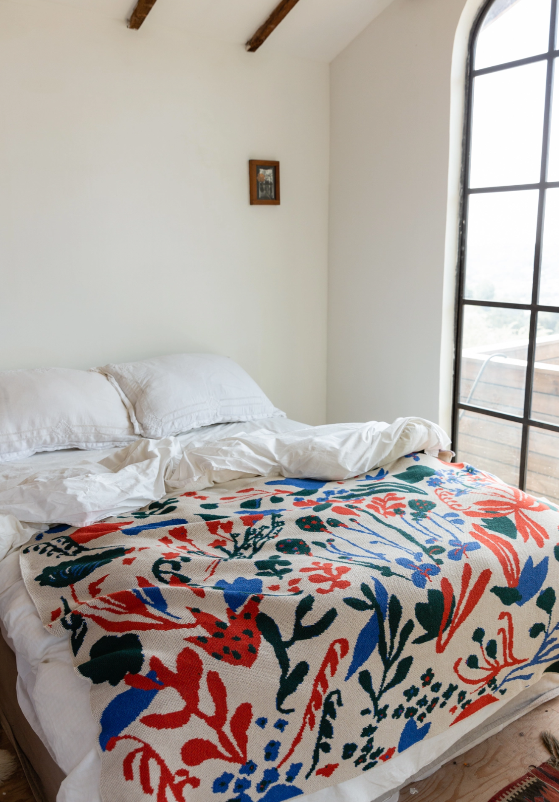 Poppies & Lotus Blanket, Flax